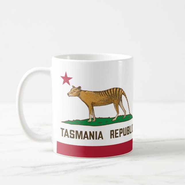 Tasmania Republic Thylacine Flag Tasmanian tiger Coffee Mug (Left)