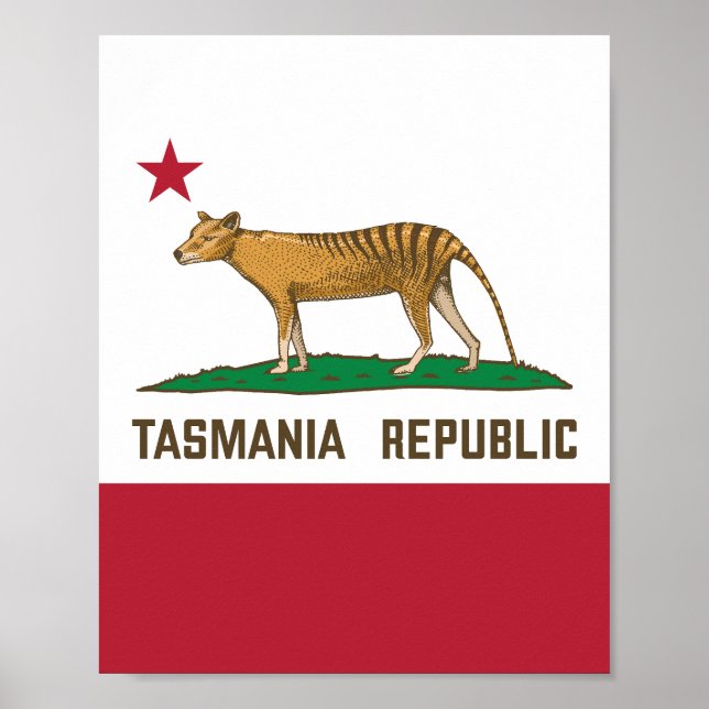 Tasmania Republic Thylacine Flag Tasmanian tiger Poster (Front)