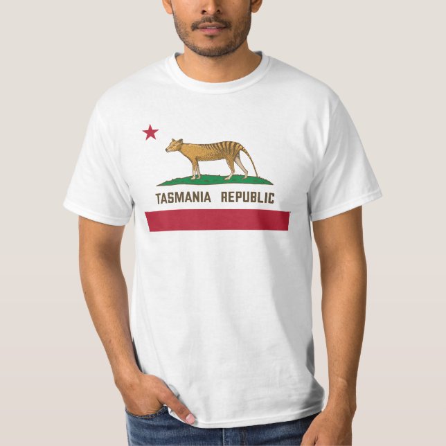 Tasmania Republic Thylacine Flag Tasmanian tiger T-Shirt (Front)