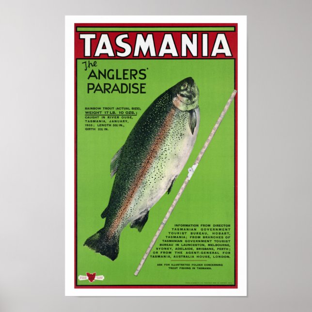 Tasmania ~ The Angler's Paradise Poster (Front)