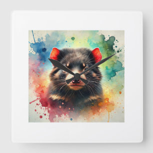 Tasmanian Devil 160724AREF259 - Watercolor Square Wall Clock