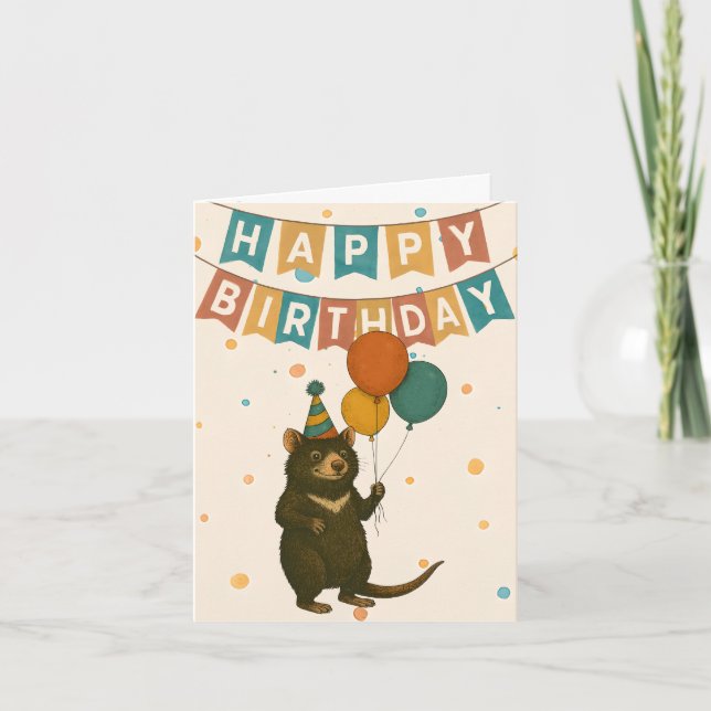 Tasmanian Devil Birthday Card – Australian Animal (Front)