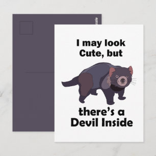 Tasmanian Devil Cute Devil Inside Funny Marsupial Postcard