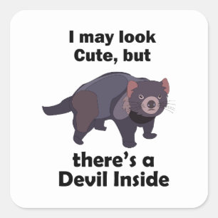 Tasmanian Devil Cute Devil Inside Funny Marsupial Square Sticker