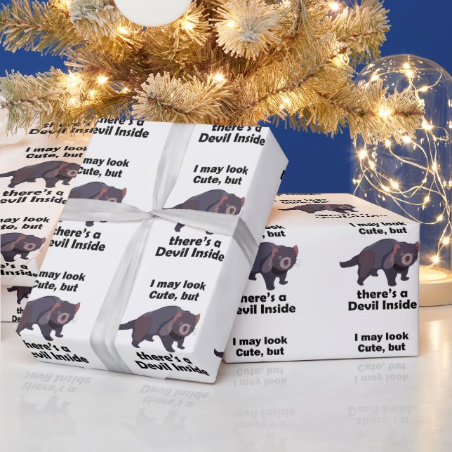 Tasmanian Devil Cute Devil Inside Funny Marsupial Wrapping Paper (Holidays)