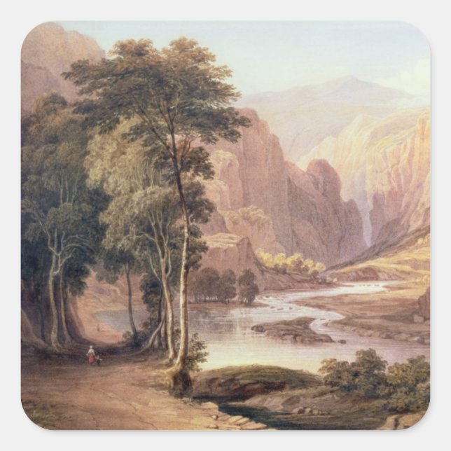 Tasmanian Gorge (w/c) Square Sticker (Front)