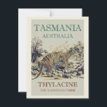 Tasmanian tiger, the thylacine, Tasmania Australia Postcard<br><div class="desc">A charming vintage original illustration postcard of a Tasmanian tiger, also known as the thylacine and an extinct species, is one of the most well-known symbols of that island in the south of Australia. It is ideal for those who value nature and the environment to give, send to a friend,...</div>