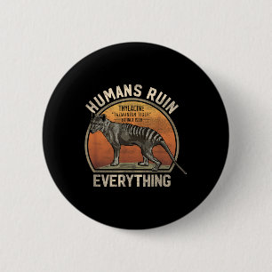 Tasmanian Tiger Thylacine Australian Extinct Anima 6 Cm Round Badge