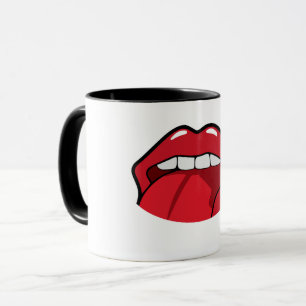 Tasse avec un sticker de la bouche en rouge  mug