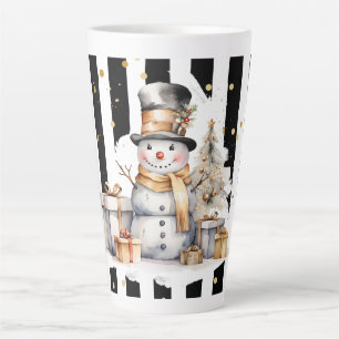Tasse Latte Groß Snowman and Stripes Var05 Mug
