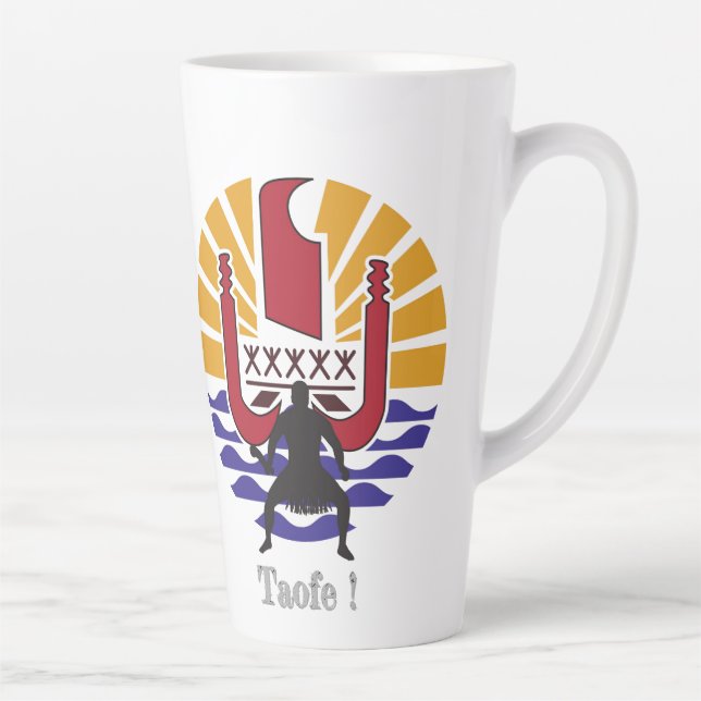 ☕ Tasse Latte Polynesian Flag "Coffee! Taofe!" Latte Mug (Right)