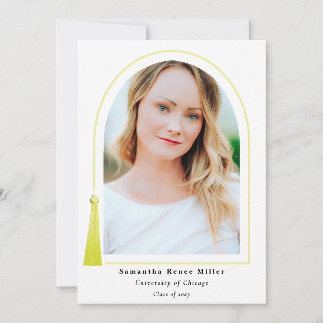 Tassel Arch Modern Minimal 2 Photo Graduation   Invitation (Front)