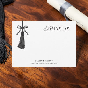 Tassel Black Bow Graduation Party Thank You Note