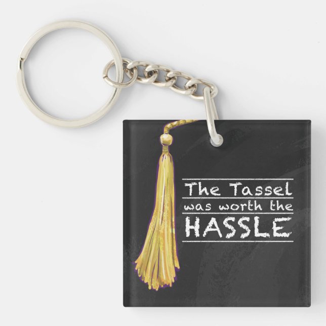 Tassel Hassle Silver Key Ring (Front)