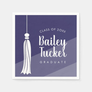 Tassel on Navy Blue Ombre Graduation Party Napkins