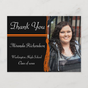 Tassel Orange & Black Graduation Party  Postcard
