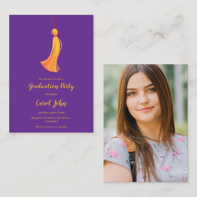 Tassel Photo 2025 Graduation Party Mini Invitation (Front/Back)