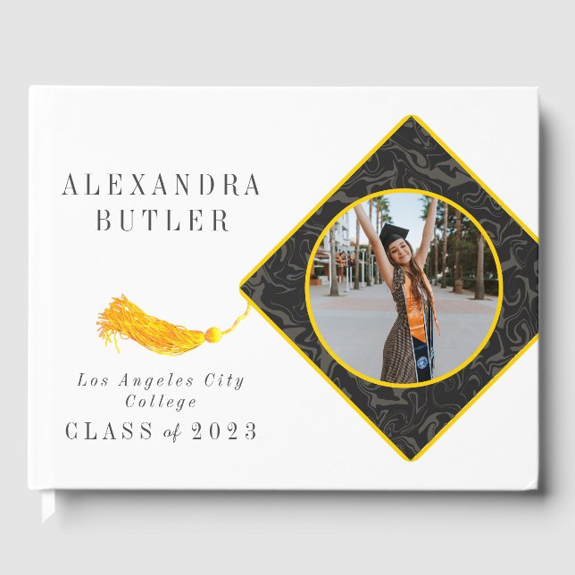 Tassel Photo Script Class of Keepsake Graduation Guest Book (Front)