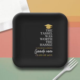 Tassel Was Worth the Hassle - Modern Graduation Paper Plate