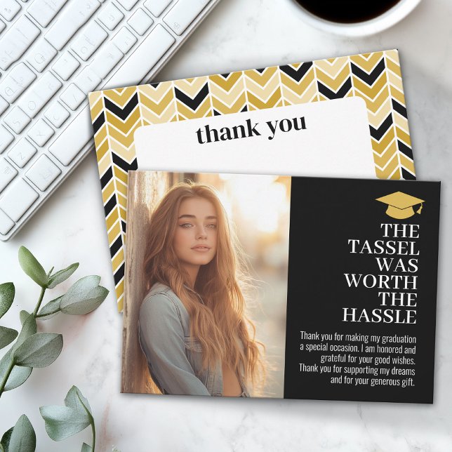 Tassel Was Worth the Hassle - Photo Thank You Card (Custom Graduation Thank You Card with Photo)
