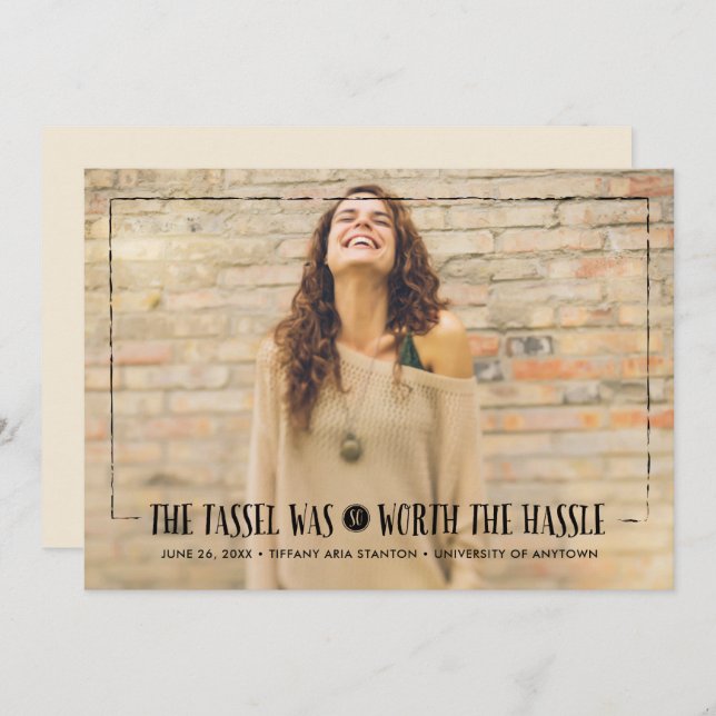 Tassel worth the Hassle Graduation Invitation (Front/Back)