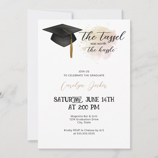 Tassel Worth The Hassle Graduation Party Invitation (Front)