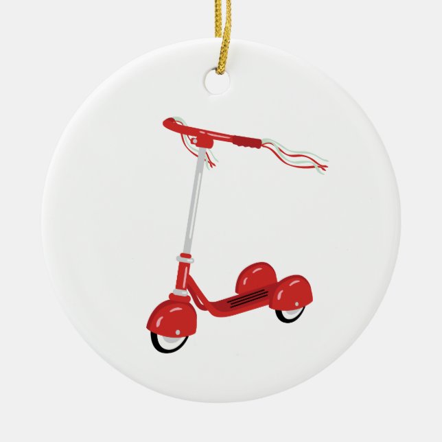 Tasseled Scooter Ceramic Ornament (Front)