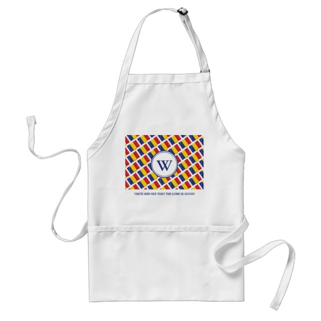 TASTE AND SEE Custom Monogram ROMANIA Flag Standard Apron (Front)