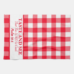 Taste And See That The Lord Is Good Red & White Tea Towel
