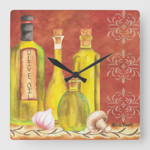 Taste of Italy 701 by Liz Revit Square Wall Clock