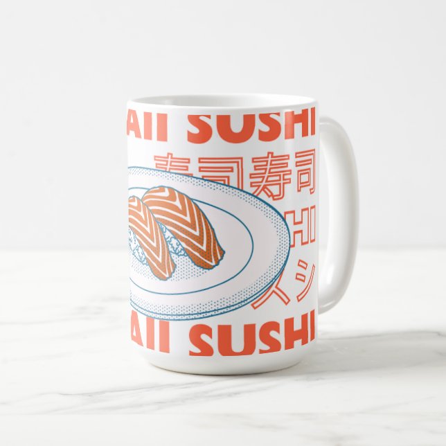 Taste of Japan Text & Sushi Coffee Mug (Front Right)