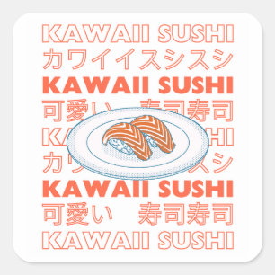 Taste of Japan Text & Sushi Square Sticker