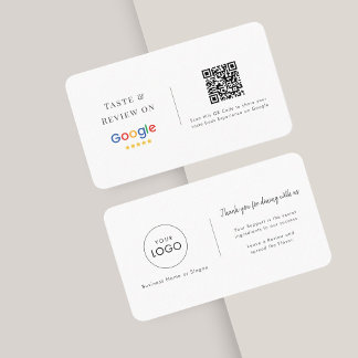 Taste & Review | Google Restaurant Logo QR Code  Business Card