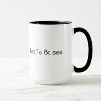 tasTe & see - black rim mug