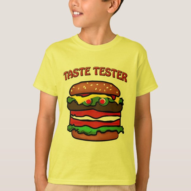 Taste Tester Hamburger Kids Yellow T-shirt (Front)