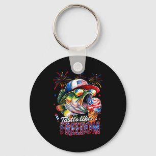 Tastes Like Freedom B Fishing Funny 4th Of July Me Key Ring
