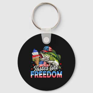 Tastes Like Freedom B Fishing Patriotic 4th Of Jul Key Ring