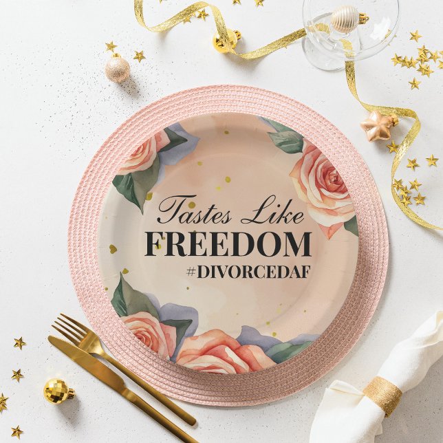 "Tastes Like Freedom" Floral Divorce Party Paper Plate (Creator Uploaded)