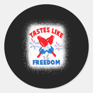 Tastes Like Freedom Funny Popsicle 4th Of July Ble Classic Round Sticker