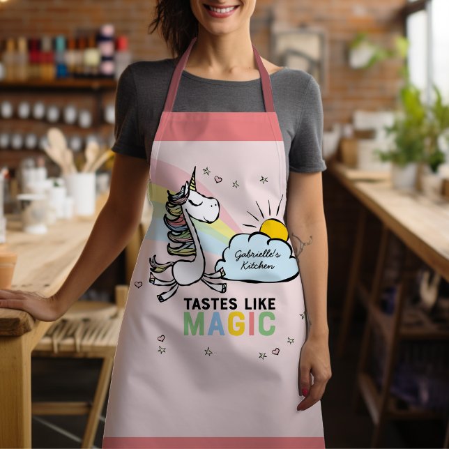 Tastes Like Magic Unicorn Kitchen Apron (Let a magic unicorn point you to your sparkling next kitchen creation. Let's eat!)