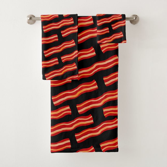 Tasty Bacon Strips Pattern Bath Towel Set (Insitu)