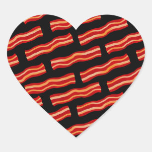 Tasty Bacon Strips Pattern Heart Sticker