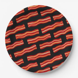 Tasty Bacon Strips Pattern Paper Plate