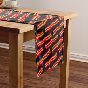 Tasty Bacon Strips Pattern Short Table Runner