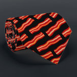 Tasty Bacon Strips Pattern Tie<br><div class="desc">A funny pattern of tasty bacon strips on a custom neck tie for men.  The black background colour is customisable so you can select your favourite colour.  Treat yourself or any bacon lover to this sizzling bacon design!</div>