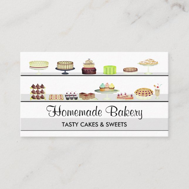 Tasty Bakery Cakes Sweets Candy Shop Business Card (Front)