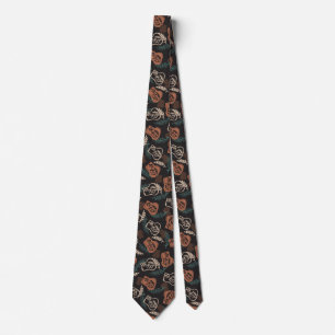 Tasty Bread Toast Pattern in Black Background Tie
