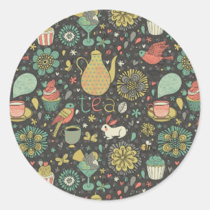 Tasty bright Tea Card Classic Round Sticker