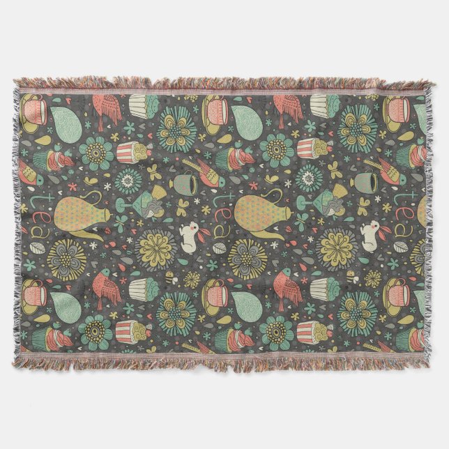Tasty bright Tea Card Throw Blanket (Front)