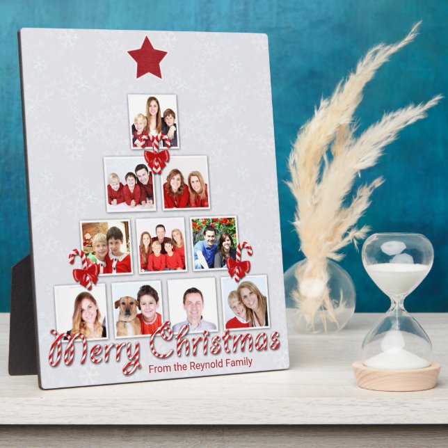 Tasty Candy Cane Christmas Tree Photo Collage Plaque (Side)